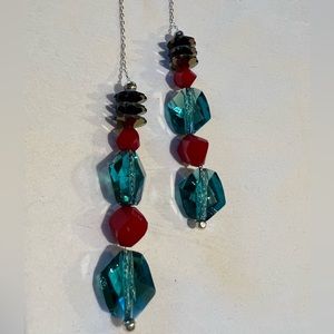 SWAROVSKI CRYSTAL EARRINGS HANDMADE WITH STERLING CHAIN & CLASP.